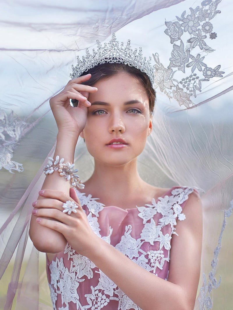 SWEETV Silver Wedding Tiara for Women, Crystal Queen Crown, Rhinestone Princess Tiara Headband Hair Accessories for Quinceanera Headpieces Pageant Prom Birthday Silver Audrey - Image 2